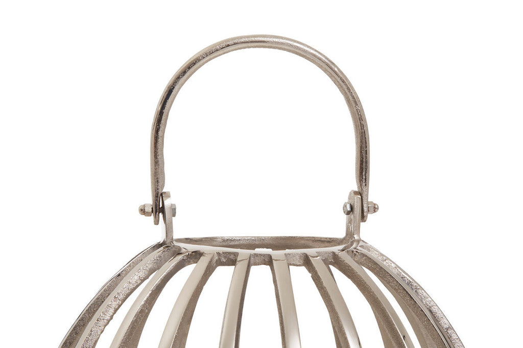 Orsina Aura Large Silver Lantern – Modern Textured Metal Candle Holder