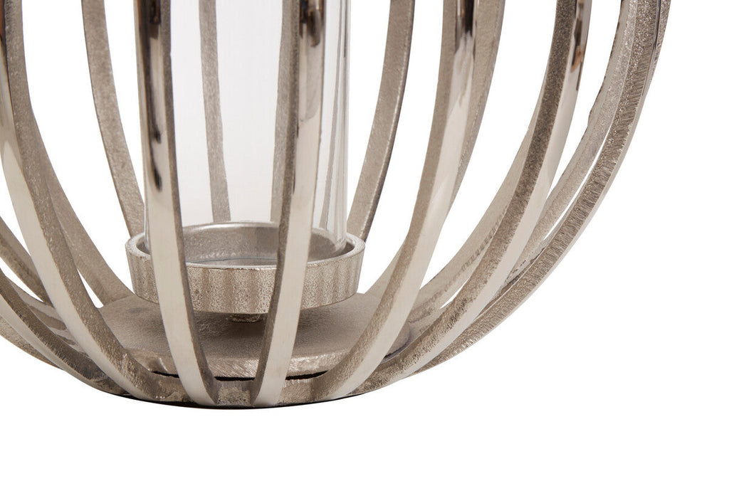 Orsina Aura Large Silver Lantern – Modern Textured Metal Candle Holder