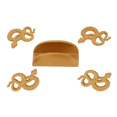 Orsina Serpent Gold Coasters with Holder | Set of 4 Textured Metal
