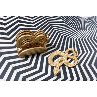Orsina Serpent Gold Coasters with Holder | Set of 4 Textured Metal