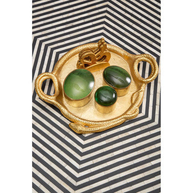 Orsina Serpent Gold Coasters with Holder | Set of 4 Textured Metal