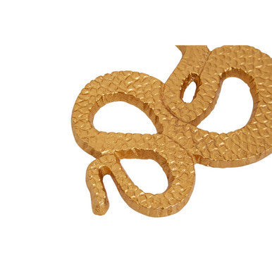 Orsina Serpent Gold Coasters with Holder | Set of 4 Textured Metal