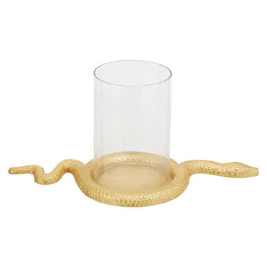 Orsina Serpent Snake Candle Holder – Gold Sculptural Glass Centerpiece
