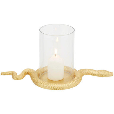 Orsina Serpent Snake Candle Holder – Gold Sculptural Glass Centerpiece