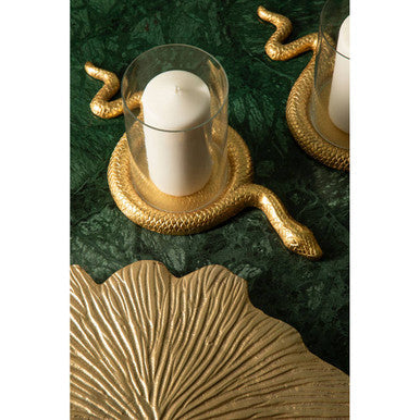 Orsina Serpent Snake Candle Holder – Gold Sculptural Glass Centerpiece