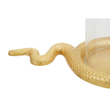 Orsina Serpent Snake Candle Holder – Gold Sculptural Glass Centerpiece