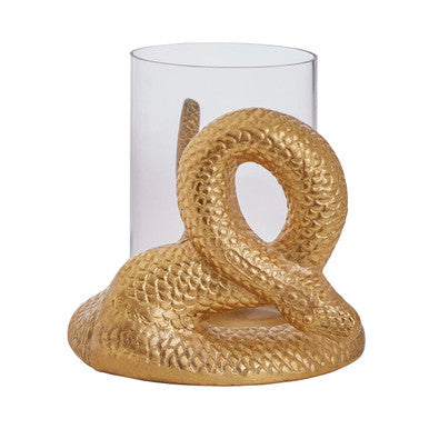 Orsina Serpent Gold Candle Holder – Sculptural Cobra Design with Glass