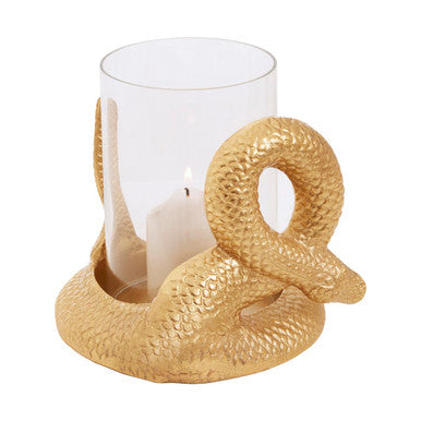 Orsina Serpent Gold Candle Holder – Sculptural Cobra Design with Glass