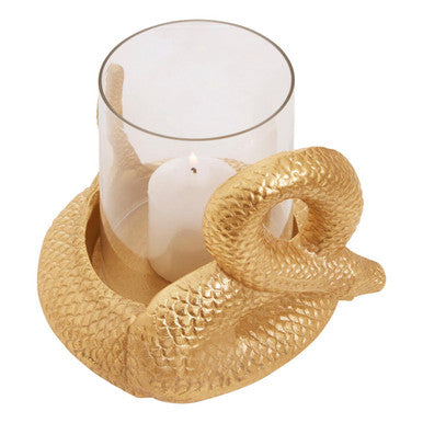 Orsina Serpent Gold Candle Holder – Sculptural Cobra Design with Glass