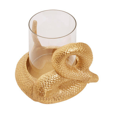 Orsina Serpent Gold Candle Holder – Sculptural Cobra Design with Glass