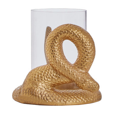 Orsina Serpent Gold Candle Holder – Sculptural Cobra Design with Glass