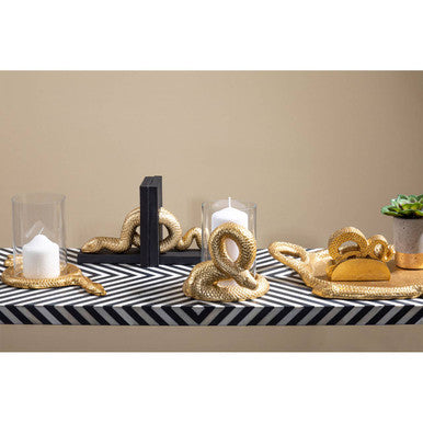 Orsina Serpent Gold Candle Holder – Sculptural Cobra Design with Glass