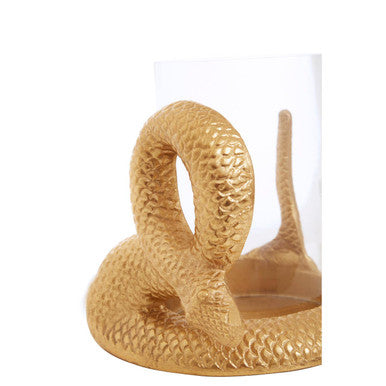 Orsina Serpent Gold Candle Holder – Sculptural Cobra Design with Glass
