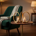 Orsina Aura Gold Double Candle Holder – Textured Metallic Table Decor