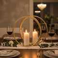 Orsina Aura Medium Gold Double Candle Holder – Textured Glass & Metal