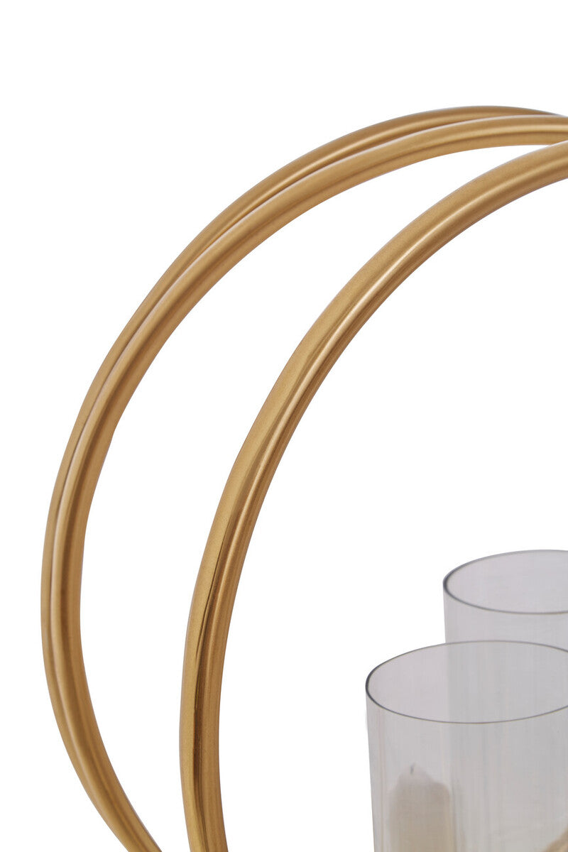 Orsina Aura Large Gold Double Candle Holder – Textured Metal Centerpiece