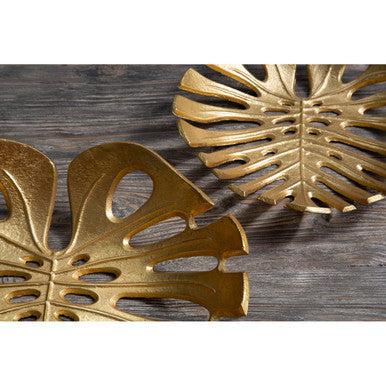 Orsina Monstera Leaf Gold Trinket Tray – Small Decorative Jewelry Dish