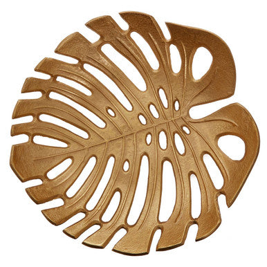 Orsina Monstera Leaf Dish – Large Gold Finish Botanical Jewelry Tray