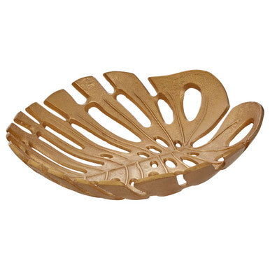 Orsina Monstera Leaf Dish – Large Gold Finish Botanical Jewelry Tray