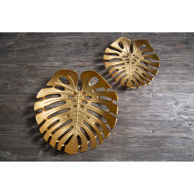 Orsina Monstera Leaf Dish – Large Gold Finish Botanical Jewelry Tray