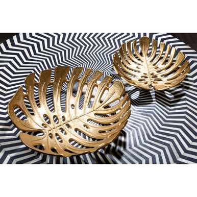Orsina Monstera Leaf Dish – Large Gold Finish Botanical Jewelry Tray