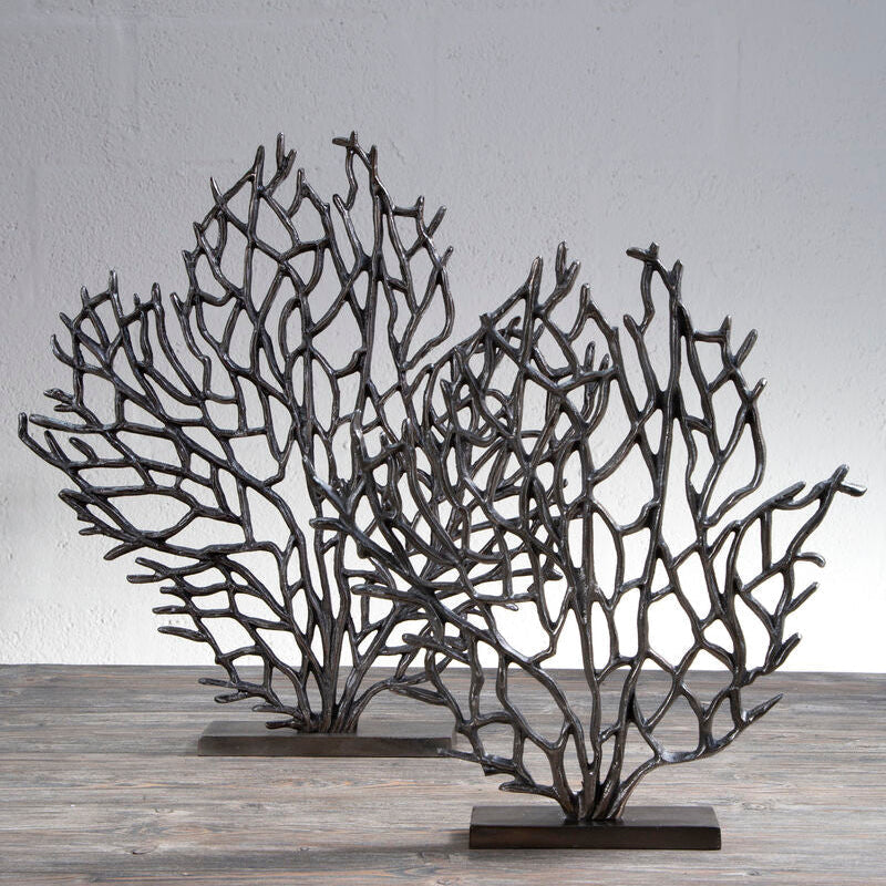 Orsina Prato Large Black Nickel Coral Sculpture – Modern Home Decor