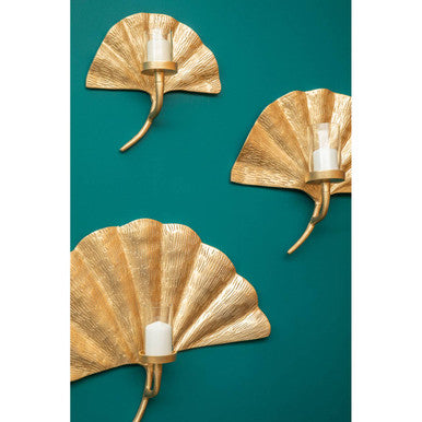 Orsina Prato Ginkgo Medium Wall Sconce – Gold Leaf Sculptural Light