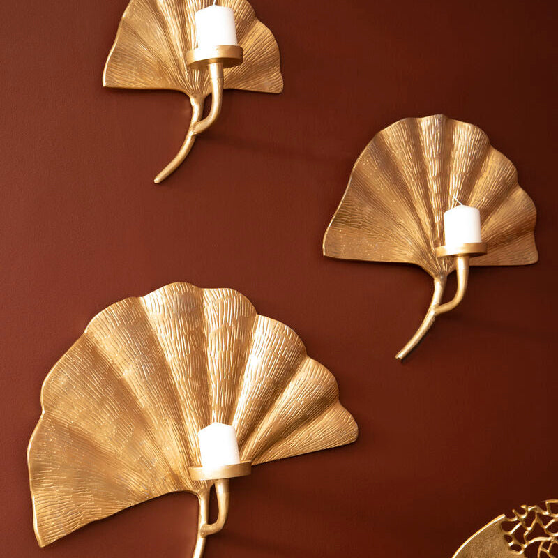 Orsina Prato Ginkgo Medium Wall Sconce – Gold Leaf Sculptural Light