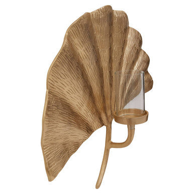 Orsina Prato Ginkgo Large Wall Sconce – Gold Sculptural Leaf Decor