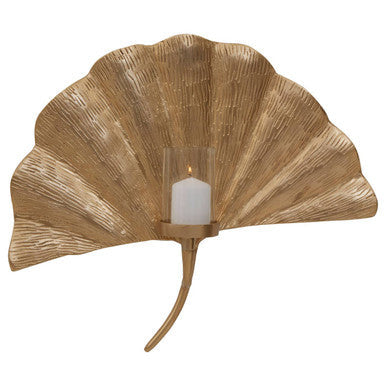 Orsina Prato Ginkgo Large Wall Sconce – Gold Sculptural Leaf Decor