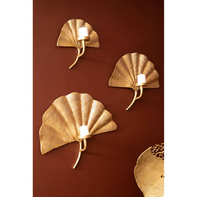 Orsina Prato Ginkgo Large Wall Sconce – Gold Sculptural Leaf Decor