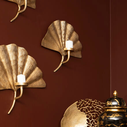 Orsina Prato Ginkgo Large Wall Sconce – Gold Sculptural Leaf Decor