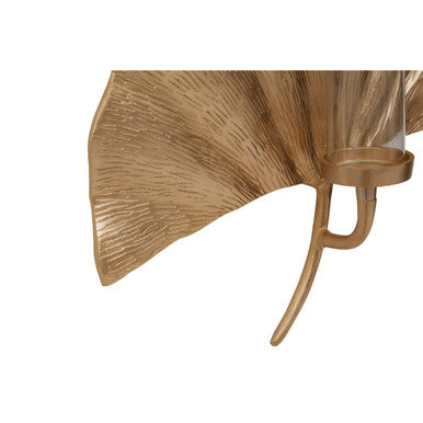 Orsina Prato Ginkgo Large Wall Sconce – Gold Sculptural Leaf Decor