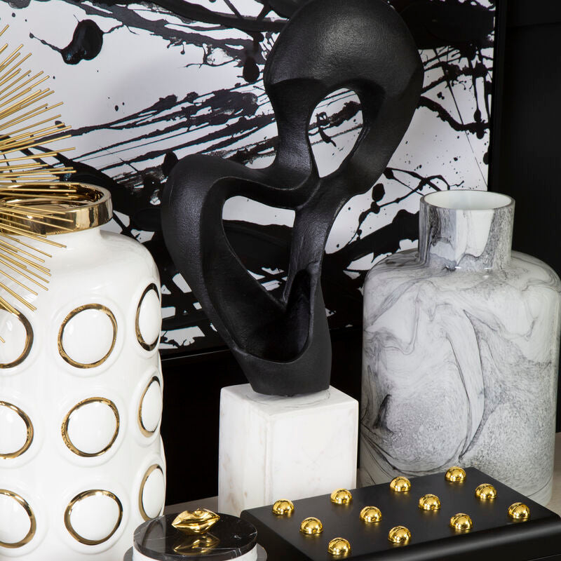 Orsina Mirano Black Knot Sculpture – Modern Abstract Decor with Marble Base