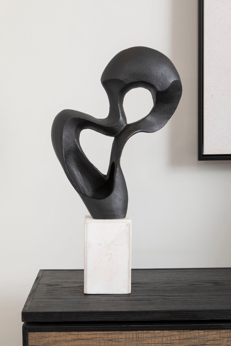 Orsina Mirano Black Knot Sculpture – Modern Abstract Decor with Marble Base