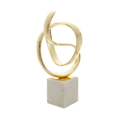 Gold Knot Sculpture by Orsina – Modern Abstract Decor with Marble Base