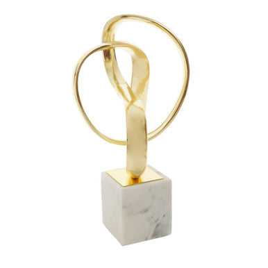 Gold Knot Sculpture by Orsina – Modern Abstract Decor with Marble Base