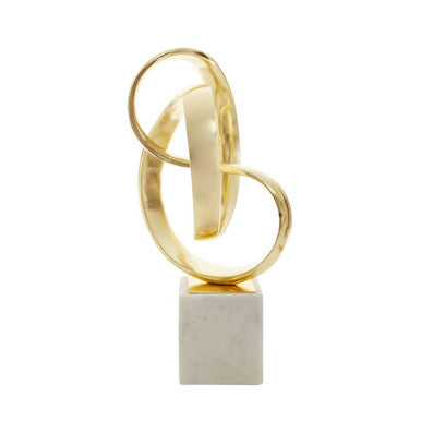 Gold Knot Sculpture by Orsina – Modern Abstract Decor with Marble Base