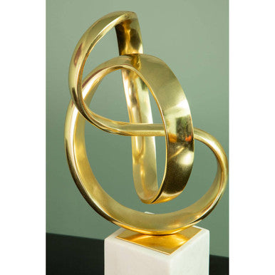 Gold Knot Sculpture by Orsina – Modern Abstract Decor with Marble Base
