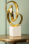 Gold Knot Sculpture by Orsina – Modern Abstract Decor with Marble Base