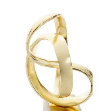 Gold Knot Sculpture by Orsina – Modern Abstract Decor with Marble Base
