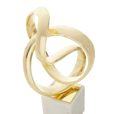 Gold Knot Sculpture by Orsina – Modern Abstract Decor with Marble Base