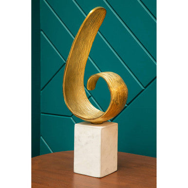 Orsina Mirano Gold Curl Sculpture – Modern Abstract Tabletop Decor