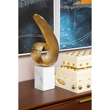 Orsina Mirano Gold Curl Sculpture – Modern Abstract Tabletop Decor