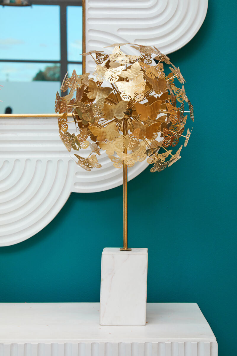 Orsina Gold Butterfly Sculpture – Elegant Marble Base Home Decor