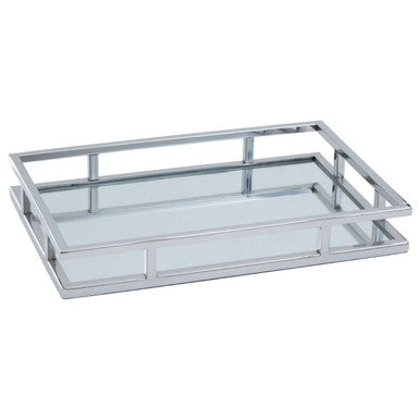 Orsina Cruzar Rectangular Silver Mirrored Tray – Decorative Vanity Base