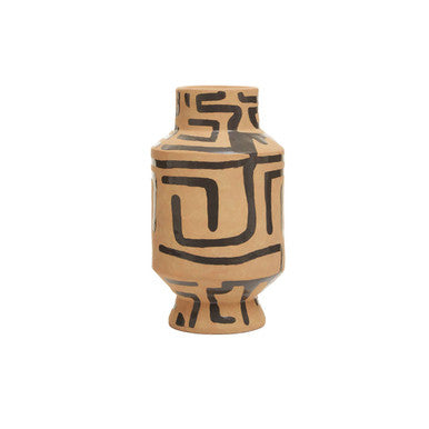 Orsina Barren Hand Painted Earthenware Vase – Sand and Black Decor