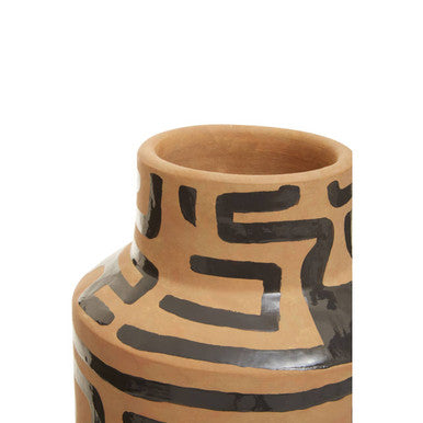Orsina Barren Hand Painted Earthenware Vase – Sand and Black Decor