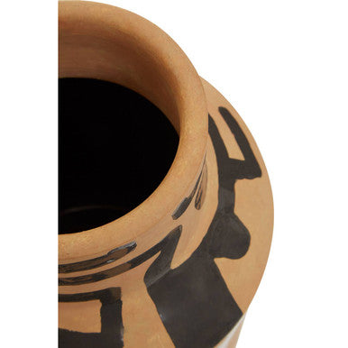 Orsina Barren Hand Painted Earthenware Vase – Sand and Black Decor