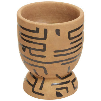 Orsina Barren Hand Painted Earthenware Planter – Sand and Black